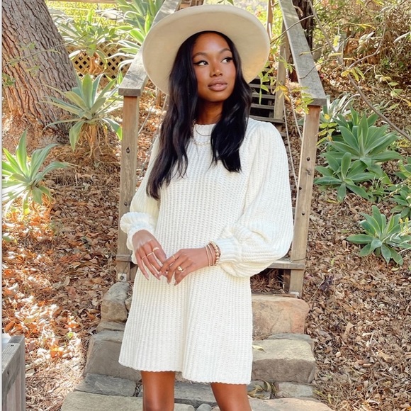 Show Me Your MuMu Dresses & Skirts - Show Me Your MuMu Cream Long Sleeve Knit Dress
